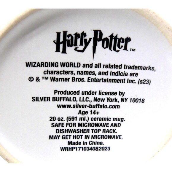 Harry Potter Hogwarts Crest Ceramic Coffee Tea Mug Silver Buffalo White & Gold - Picture 4 of 7